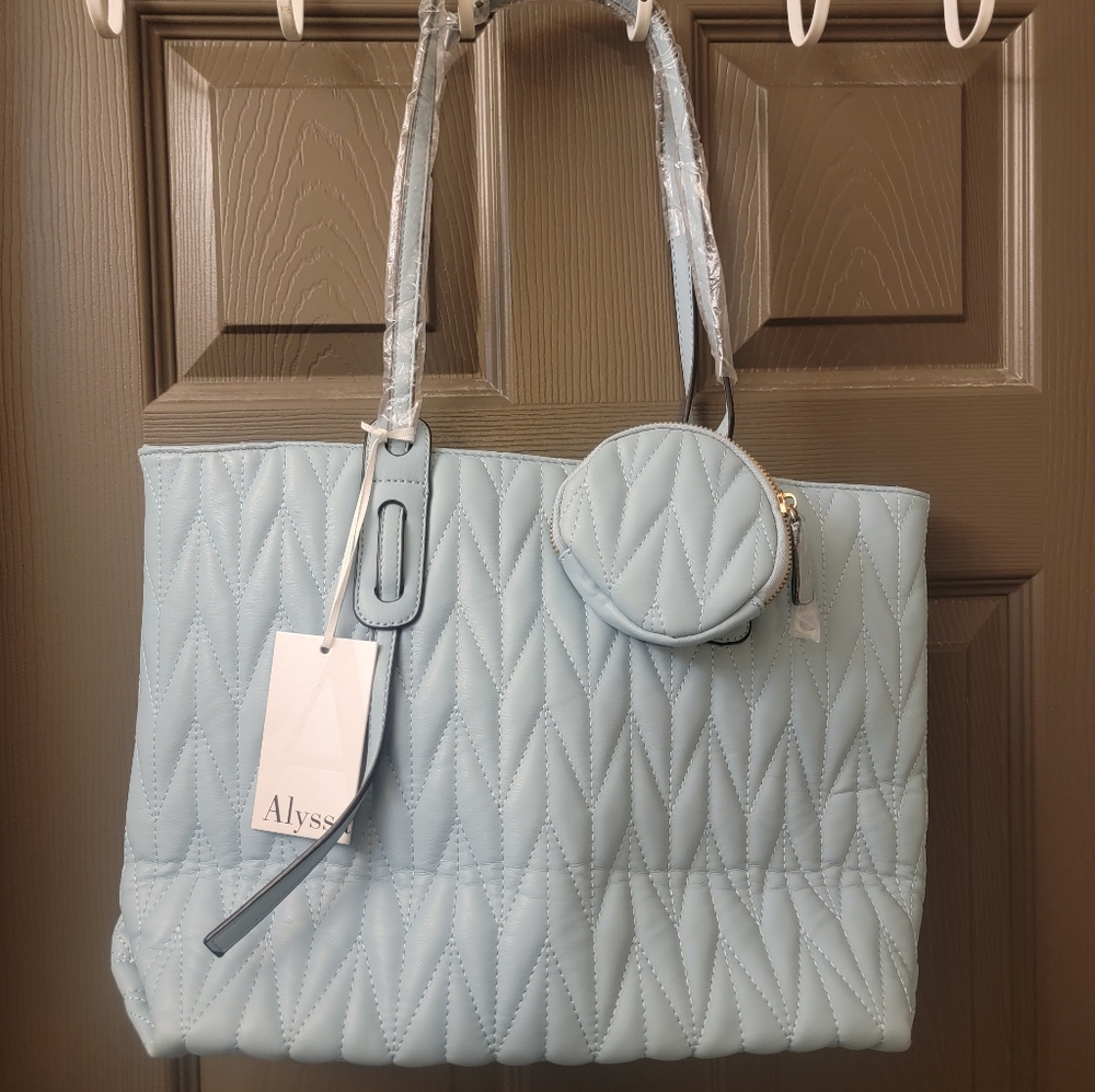 Alyssa Light Blue Quilted Tote Bag